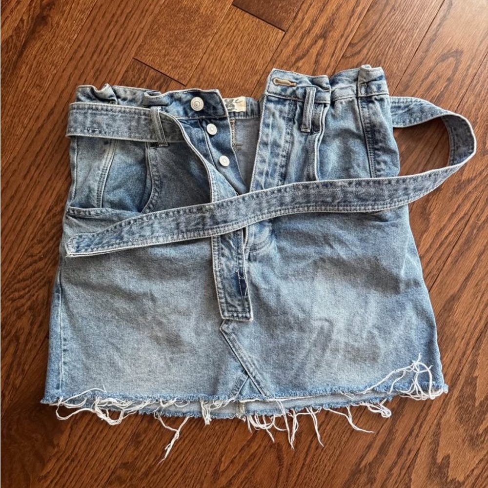 We The Free Light Blue Denim Skirt